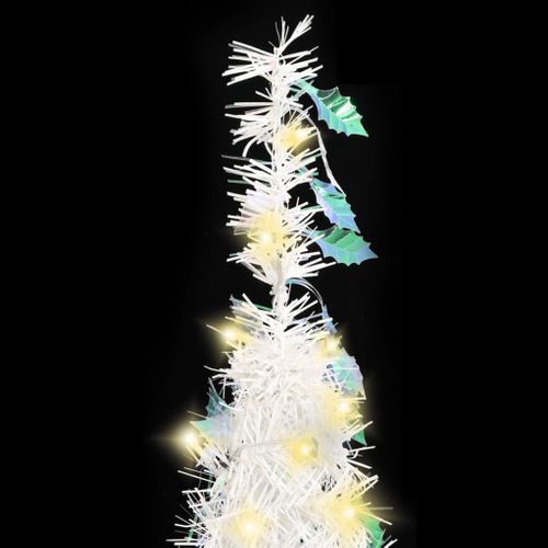 Sapin De Noël Artificiel Escamotable 200 LED Blanc 210 Cm