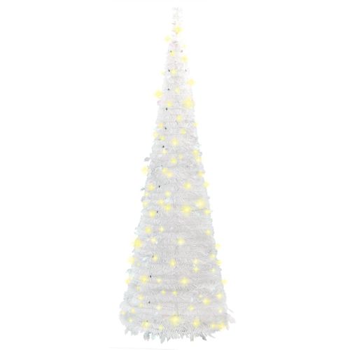 Sapin De Noël Artificiel Escamotable 200 LED Blanc 210 Cm
