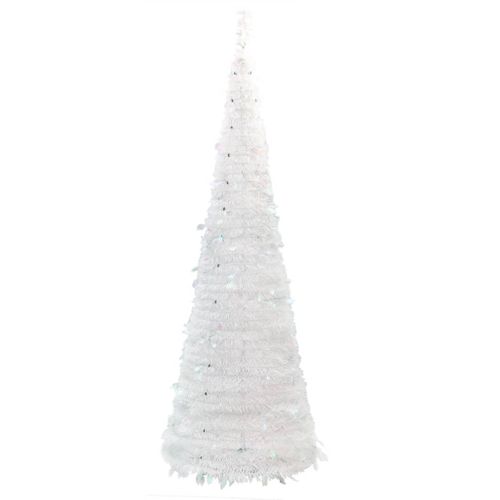 Sapin De Noël Artificiel Escamotable 200 LED Blanc 210 Cm
