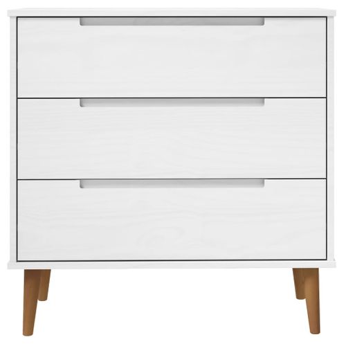 Meuble à Tiroirs "molde" Avec Finition Anti-rayures Uv Blanc 80x40x80 Cm Bois Massif Pin