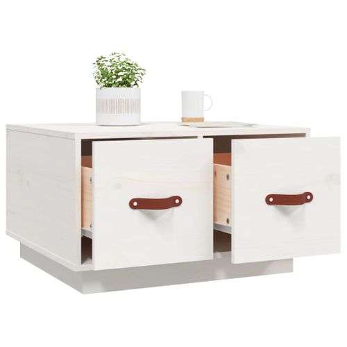 Table Basse Blanc 60x53x35 Cm Bois Massif De Pin