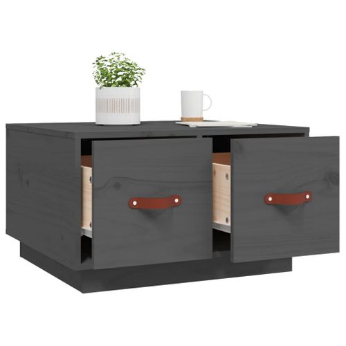 Table Basse Gris 60x53x35 Cm Bois Massif De Pin