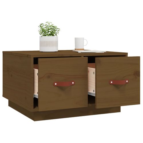 Table Basse Marron Miel 60x53x35 Cm Bois Massif De Pin