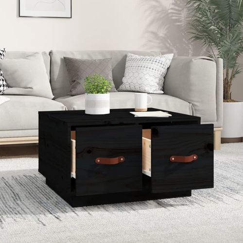 Table Basse Noir 60x53x35 Cm Bois Massif De Pin