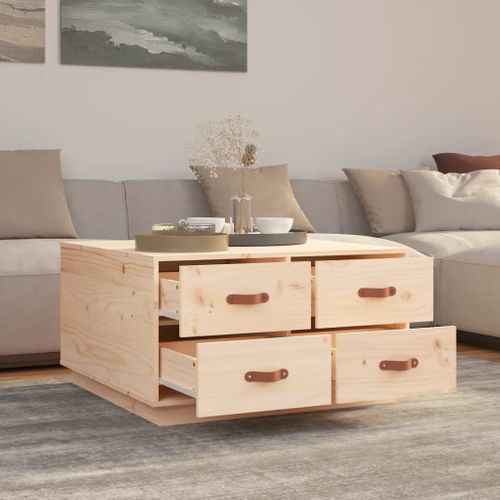 Table Basse 80x80x45 Cm Bois Massif De Pin
