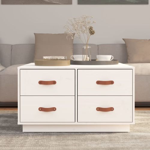 Table Basse Blanc 80x80x45 Cm Bois Massif De Pin