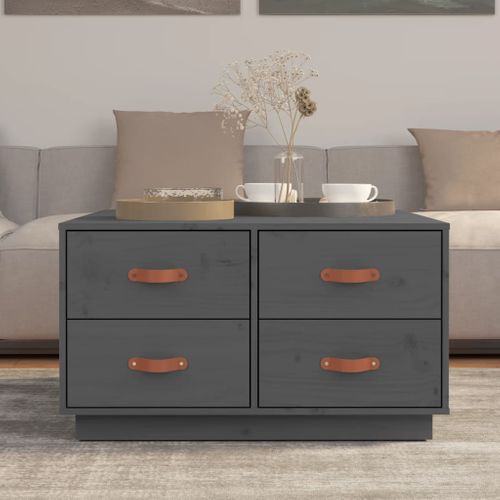 Table Basse Gris 80x80x45 Cm Bois Massif De Pin