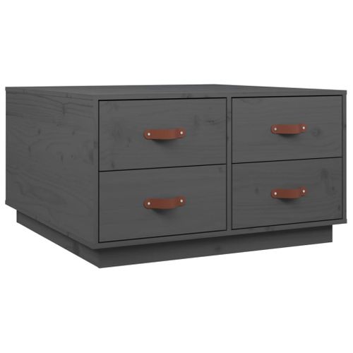 Table Basse Gris 80x80x45 Cm Bois Massif De Pin