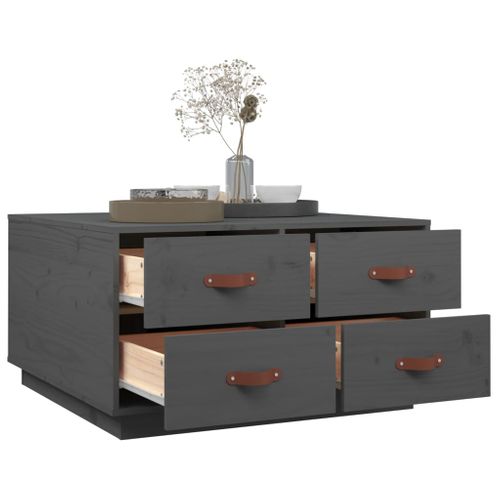 Table Basse Gris 80x80x45 Cm Bois Massif De Pin
