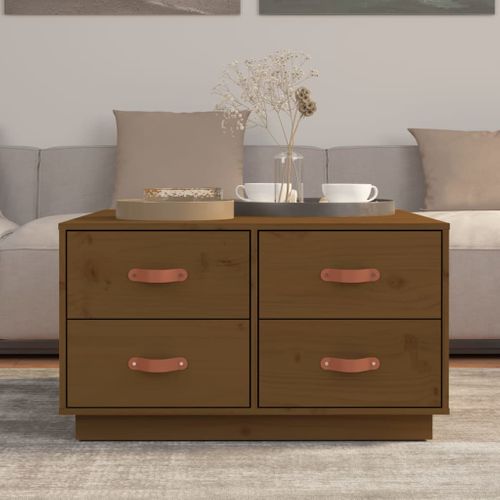 Table Basse Marron Miel 80x80x45 Cm Bois Massif De Pin