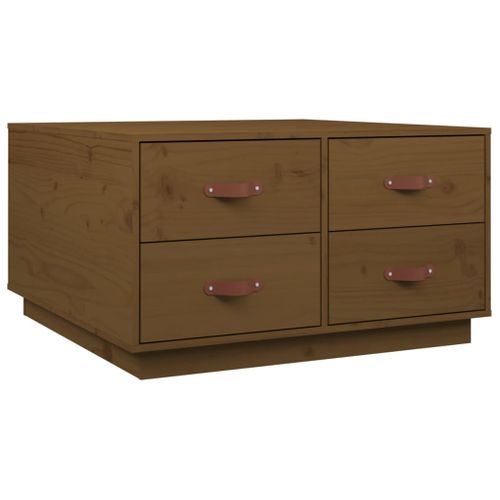 Table Basse Marron Miel 80x80x45 Cm Bois Massif De Pin