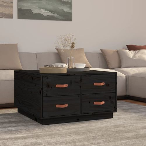 Table Basse Noir 80x80x45 Cm Bois Massif De Pin