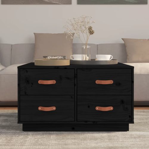 Table Basse Noir 80x80x45 Cm Bois Massif De Pin