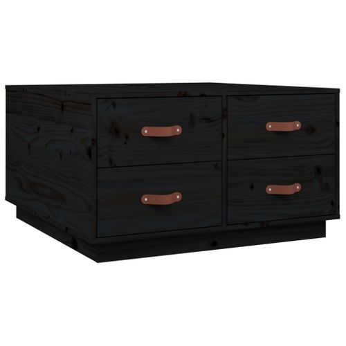 Table Basse Noir 80x80x45 Cm Bois Massif De Pin