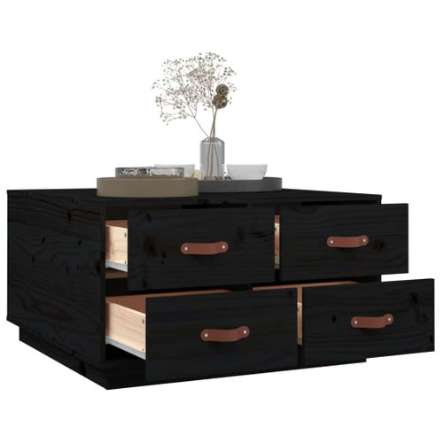Table Basse Noir 80x80x45 Cm Bois Massif De Pin