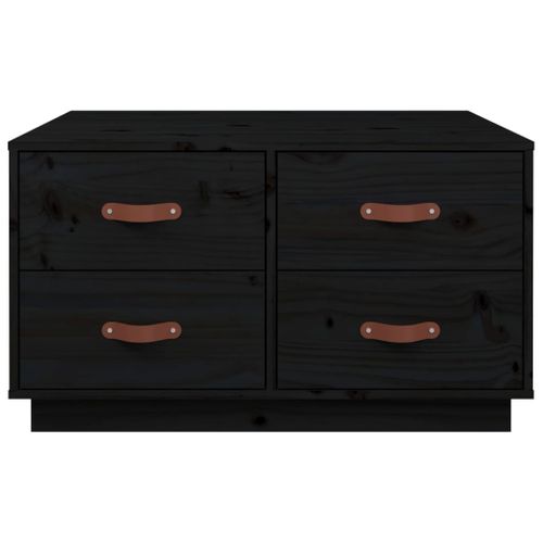 Table Basse Noir 80x80x45 Cm Bois Massif De Pin