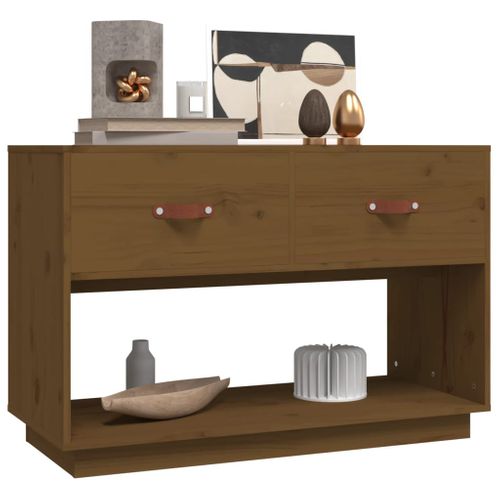 Meuble TV Marron Miel 90x40x60 Cm Bois De Pin Massif