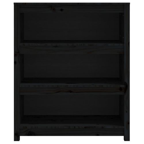 Bibliothèque Noir 80x35x97 Cm Bois De Pin Massif