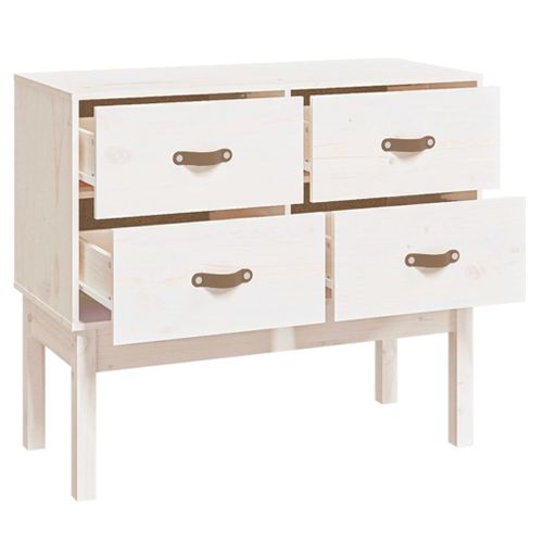 Armoire Console Blanc 90x40x78 Cm Bois De Pin Solide