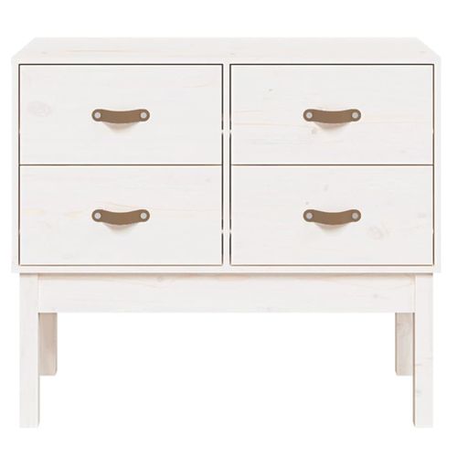 Armoire Console Blanc 90x40x78 Cm Bois De Pin Solide