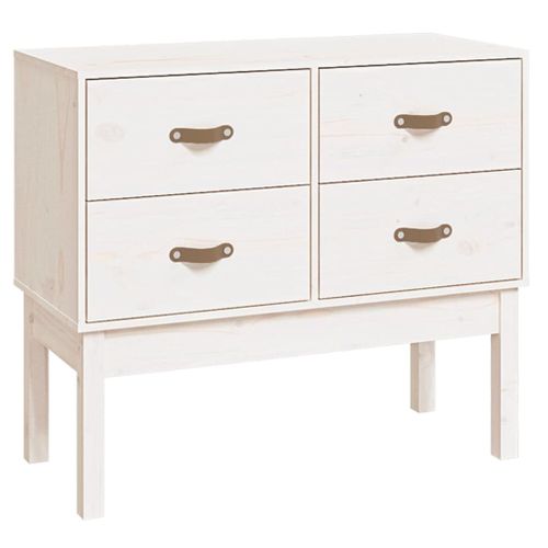 Armoire Console Blanc 90x40x78 Cm Bois De Pin Solide