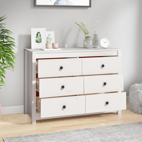 Armoire Latérale Blanc 100x40x72 Cm Bois De Pin Massif