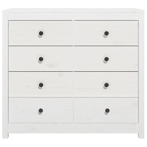 Armoire Latérale Blanc 100x40x90 Cm Bois De Pin Massif