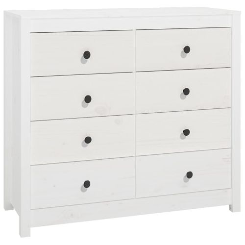 Armoire Latérale Blanc 100x40x90 Cm Bois De Pin Massif