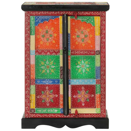 Buffet Peint à La Main Avec Portes 53x30x75 Cm Bois De Manguier