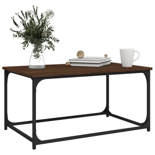 Table Basse Chêne Marron 80x50x40 Cm Bois Contreplaqué Et Fer