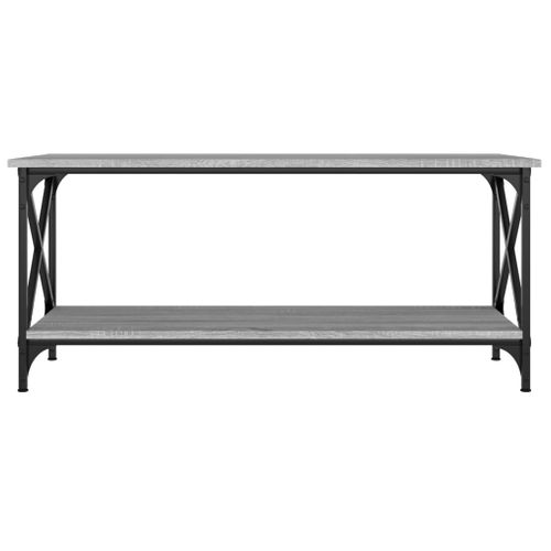 Table Basse Sonoma Gris 100x45x45 Cm Bois Contreplaqué Et Fer
