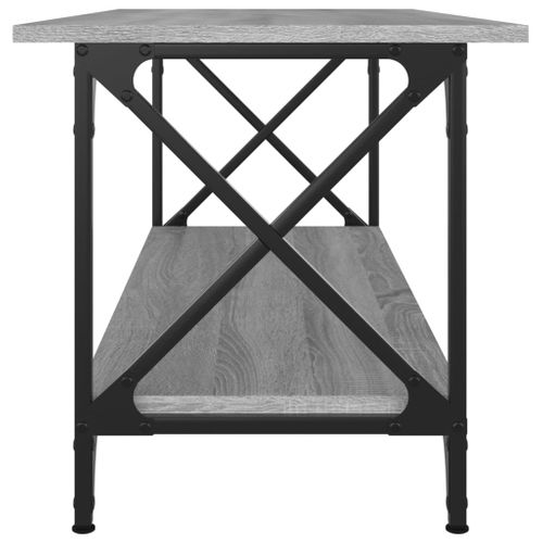 Table Basse Sonoma Gris 100x45x45 Cm Bois Contreplaqué Et Fer