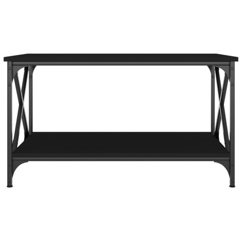 Table Basse Noir 80x50x45 Cm Bois Contreplaqué Et Fer