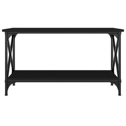 Table Basse Noir 80x45x45 Cm Bois Contreplaqué Et Fer
