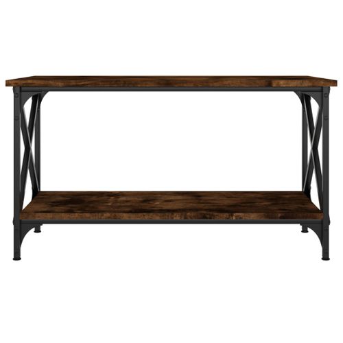 Table Basse Chêne Fumé 80x45x45 Cm Bois Contreplaqué Et Fer