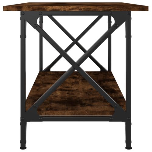 Table Basse Chêne Fumé 80x45x45 Cm Bois Contreplaqué Et Fer