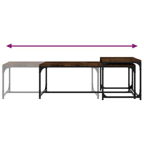 Tables Basses 2 Pièces Chêne Fumé Bois Contreplaqué