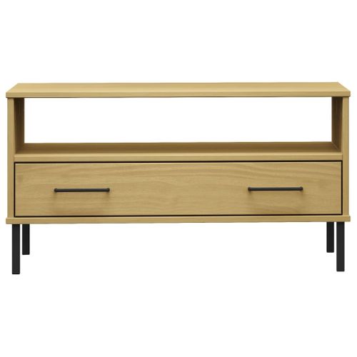 Table Basse Avec Pieds En Métal Marron 85x50x45 Cm Bois Oslo