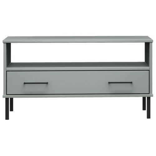 Table Basse Avec Pieds En Métal Gris 85x50x45 Cm Bois Oslo