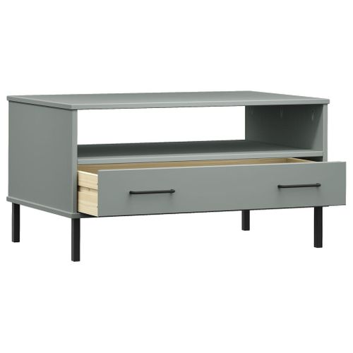 Table Basse Avec Pieds En Métal Gris 85x50x45 Cm Bois Oslo