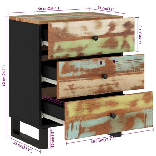 Table De Chevet 50x33x62cm Bois De Récupération Et D'ingénierie