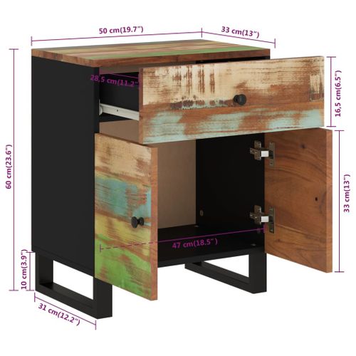 Table De Chevet 50x33x60cm Bois De Récupération Et D'ingénierie