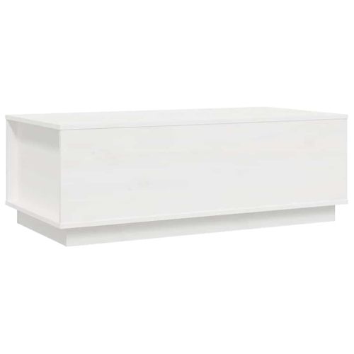 Table Basse Blanc 100x50x35 Cm Bois Massif De Pin