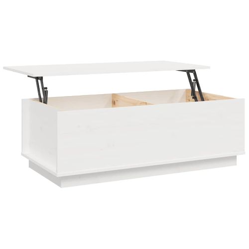 Table Basse Blanc 100x50x35 Cm Bois Massif De Pin