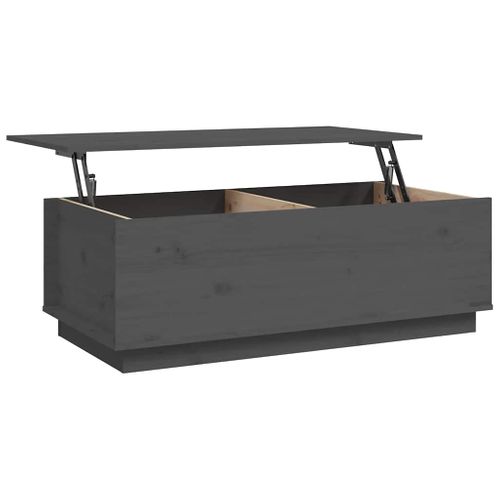 Table Basse Gris 100x50x35 Cm Bois Massif De Pin