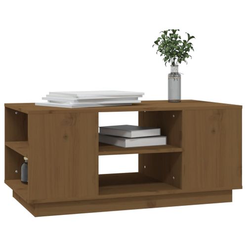 Table Basse Marron Miel 90x49x40,5 Cm Bois Massif De Pin