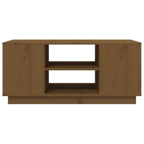 Table Basse Marron Miel 90x49x40,5 Cm Bois Massif De Pin