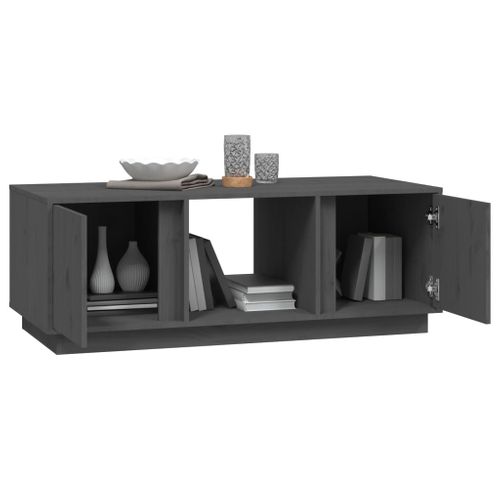 Table Basse Gris 110x50x40 Cm Bois Massif De Pin