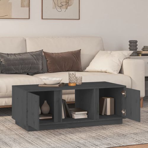 Table Basse Gris 110x50x40 Cm Bois Massif De Pin