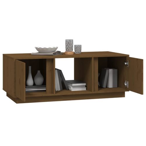 Table Basse Marron Miel 110x50x40 Cm Bois Massif De Pin